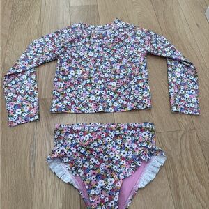 Gap Floral Long Sleeve girls rashguard two piece size 5